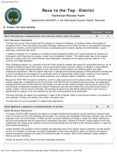 Technical Review Form  Race to the Top - District Technical Review Form Application #0465FL-1 for Seminole County Public Schools A. Vision (40 total points)