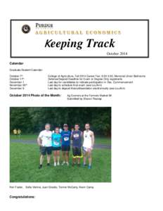 Keeping Track October 2014 Calendar Graduate Student Calendar: October 7th October 17th