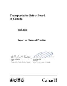 Transportation Safety Board of Canada[removed]Report on Plans and Priorities