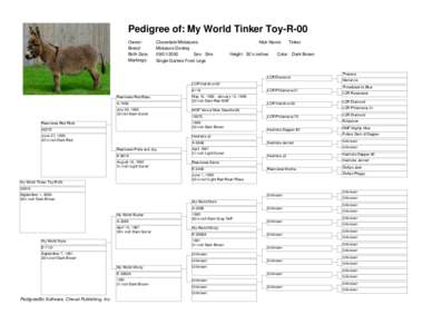Pedigree of: My World Tinker Toy-R-00 Owner: Breed: