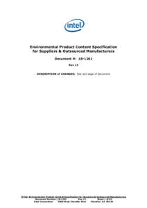 Environmental Product Content Specification for Suppliers & Outsourced Manufacturers Document #: Rev 13 DESCRIPTION of CHANGES: See last page of document