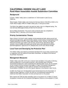California: Hidden Valley Lake - CA Rural Water Association Assists Subdivision Committee