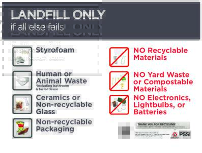 LANDFILL ONLY if all else fails Styrofoam NO Recyclable Materials
