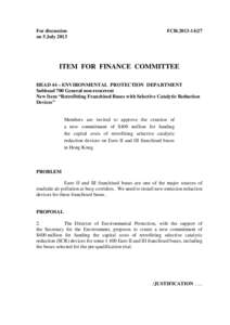 For discussion on 5 July 2013 FCR[removed]ITEM FOR FINANCE COMMITTEE