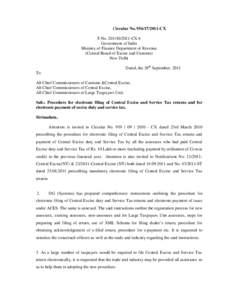 Circular No[removed]CX F.No[removed]CX 6 Government of India Ministry of Finance Department of Revenue (Central Board of Excise and Customs) New Delhi