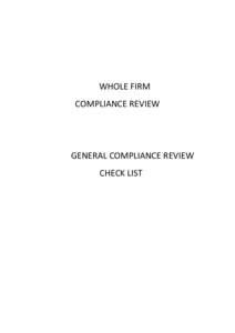 WHOLE FIRM COMPLIANCE REVIEW GENERAL COMPLIANCE REVIEW CHECK LIST