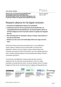 Public universities / Bavaria / Technical University Munich / Garching bei München / Fraunhofer Society / Geschwister-Scholl-Platz / German Research Centre for Artificial Intelligence / Siemens / Helmholtz Zentrum München / States of Germany / Education in Munich / Munich