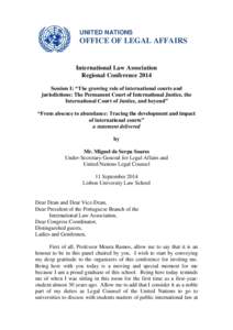 UNITED NATIONS  OFFICE OF LEGAL AFFAIRS International Law Association Regional Conference 2014