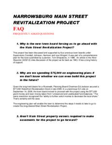 NARROWSBURG MAIN STREET REVITALIZATION PROJECT FAQ  FREQUENTLY ASKED QUESTIONS