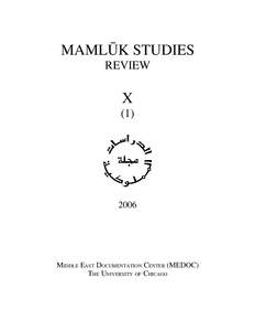 Mamluk Studies Review, Vol. X No[removed])