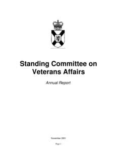 Standing Committee on Veterans Affairs Annual Report November 2001 Page 1
