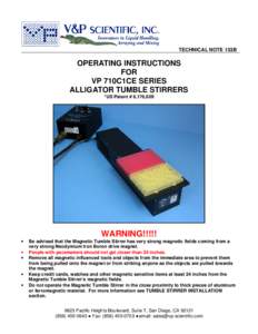 TECHNICAL NOTE 153B  OPERATING INSTRUCTIONS FOR VP 710C1CE SERIES ALLIGATOR TUMBLE STIRRERS