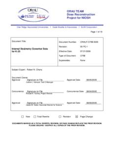 ORAU TEAM Dose Reconstruction Project for NIOSH Oak Ridge Associated Universities I Dade Moeller & Associates I MJW Corporation Page 1 of 19
