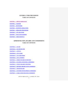 GENERAL CODE PROVISIONS TABLE OF CONTENTS CHAPTER 1 — CODE OF ORDINANCES CHAPTER 2 — CHARTER CHAPTER 3 — BOUNDARIES CHAPTER 4 — MUNICIPAL INFRACTIONS