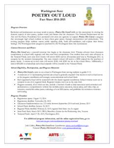 Washington State  POETRY OUT LOUD Fact Sheet[removed]Program Overview