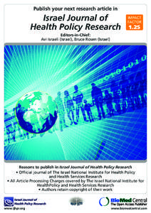 Publish your next research article in  Israel Journal of Health Policy Research  IMPACT