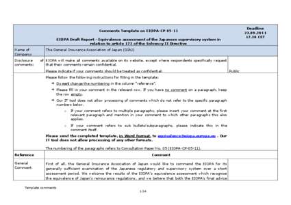 Information / Solvency II Directive / Comment / Insurance / ARAG / Financial economics / Data / Own Risk and Solvency Assessment / Economy of the European Union / European Insurance and Occupational Pensions Authority / European Union