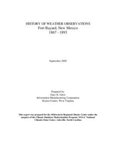 HISTORY OF WEATHER OBSERVATIONS