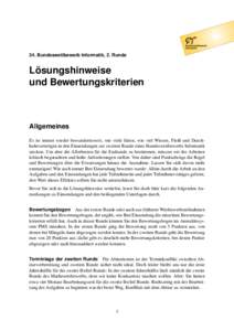 34. Bundeswettbewerb Informatik, 2. Runde  Lösungshinweise und Bewertungskriterien  Allgemeines