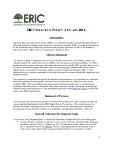 ERIC Selection Policy January 2014