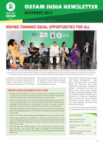 Oxfam India Newsletter NOVEMBER 2013 Demanding Rights for All Moving towards Equal Opportunities for All