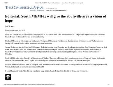 [removed]Editorial: South MEMFix will give the Soulsville area a vision of hope : Memphis Commercial Appeal Editorial: South MEMFix will give the Soulsville area a vision of hope