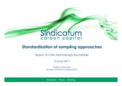 Standardization of sampling approaches Session VI: CDM Methodology Roundtable 10 June 2011 Seleha Lockwood Advisor, Climate Change Policy