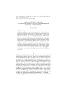  Blackwell Publishers Ltd. 1998, 108 Cowley Road, Oxford OX4 1JF, UK and 350 Main Street, Malden, MA 02148, USA. Ratio (new series) XI 3 December[removed]–0006 SAMENESS WITHOUT IDENTITY: AN ARISTOTELIAN SOLUTION TO