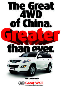 4WD  www.greatwallmotors.com.au Great Wall. Getting Greater.
