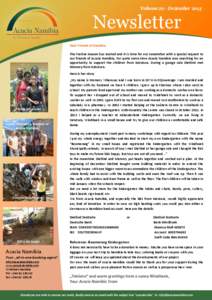 Volume 20 - Dezember[removed]Newsletter Dear Friends of Namibia, The Festive Season