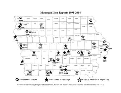 Mountain Lion Reports[removed]Lyon Osceola  Dickinson