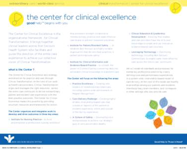 clinical transformation | center for clinical excellence  extraordinary care | world-class service the center for clinical excellence good help™ begins with you