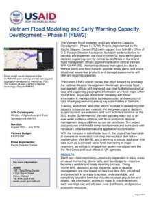 Vietnam Flood Modeling and Early Warning Capacity Development – Phase II (FEW2) Flood model results displayed in the VinAWARE early warning and decision support application developed for Vietnam by PDC.