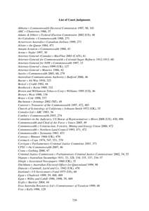 List of Court Judgments Abbotto v Commonwealth Electoral Commission 1997, 98, 101 ABC v Chatterton 1986, 37 Adams & Others v Federal Election Commission[removed]US), 48 Air Caledonie v Commonwealth 1988, 273 Airservices Au