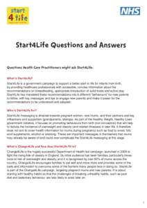 Start4Life Questions and Answers