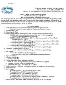 CAC[removed], 1  CHARLOTTE HARBOR NATIONAL ESTUARY PROGRAM 1926 Victoria Avenue, Fort Myers, FL[removed][removed], Toll-Free[removed], Fax[removed], www.CHNEP.org CHNEP Citizens Advisory Committee Meeting