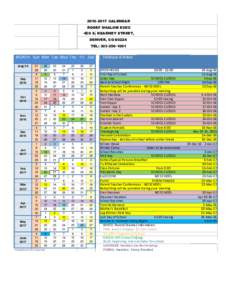 CALENDAR RODEF SHALOM ECEC 450 S. KEARNEY STREET, DENVER, COTEL: 