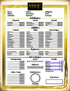 Mage the Ascension 20th Anniversary Edition Character Sheet