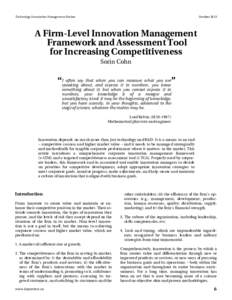 Technology Innovation Management Review  October 2013 A Firm-Level Innovation Management Framework and Assessment Tool