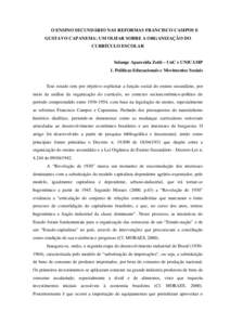 O ENSINO SECUNDRIO NAS REFORMAS FRANCISCO CAMPOS E GUSTAVO CAPANEMA: UM OLHAR SOBRE A ORGANIZAO DO CURRCULO ESCOLAR