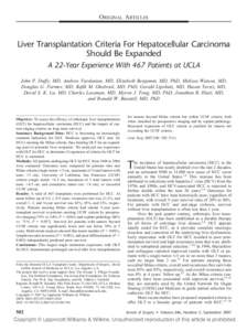 ORIGINAL ARTICLES  Liver Transplantation Criteria For Hepatocellular Carcinoma