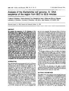 (S-DI 1993 Oxford University PressNucleic Acids Research, 1993, Vol. 21, No. 23 Analysis of the Escherichia cofi genome. IV. DNA sequence of the region from 89.2 to 92.8 minutes
