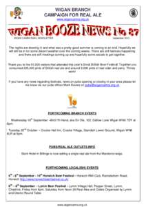 WIGAN BRANCH CAMPAIGN FOR REAL ALE www.wigancamra.org.uk WIGAN CAMRA EMAIL NEWSLETTER