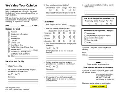 ADM-800 Customer Service Questionnaire