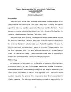 Survey about Playboy Magazine in the Oak Lawn Public Library