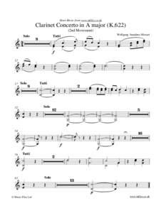 Sheet Music from www.mfiles.co.uk  Clarinet Concerto in A major (K2nd Movement)  8