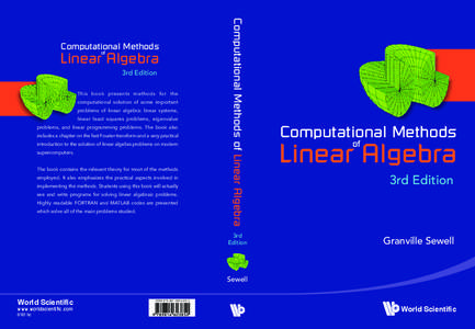 Linear Algebra of 3rd Edition This book presents methods for the computational solution of some important