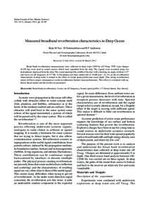 Indian Journal of Geo-Marine SciencesINDIAN J MAR SCI VOL. 43(1), JANUARYVol. 43(1), January 2014, ppMeasured broadband reverberation characteristics in Deep Ocean Baiju M Nair , M Padmanabham and M P Aj