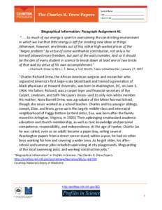 Biographical Information: Paragraph Assignment #1