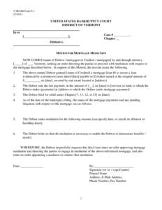 VTB MM Form # [removed]UNITED STATES BANKRUPTCY COURT DISTRICT OF VERMONT In re